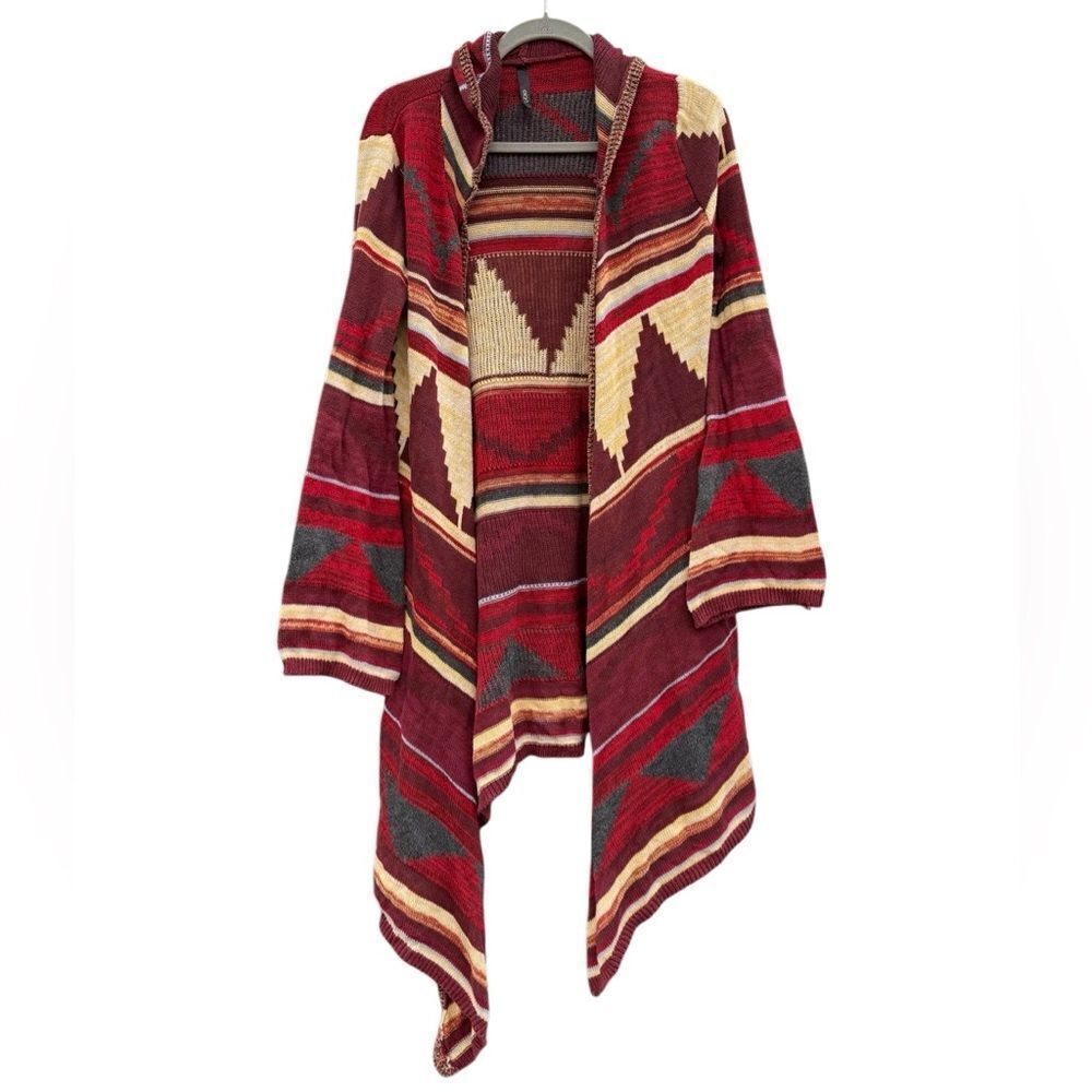 Elan Women's Aztec Western Hooded Cardigan 100% Cotton Size Large - Picture 4 of 9